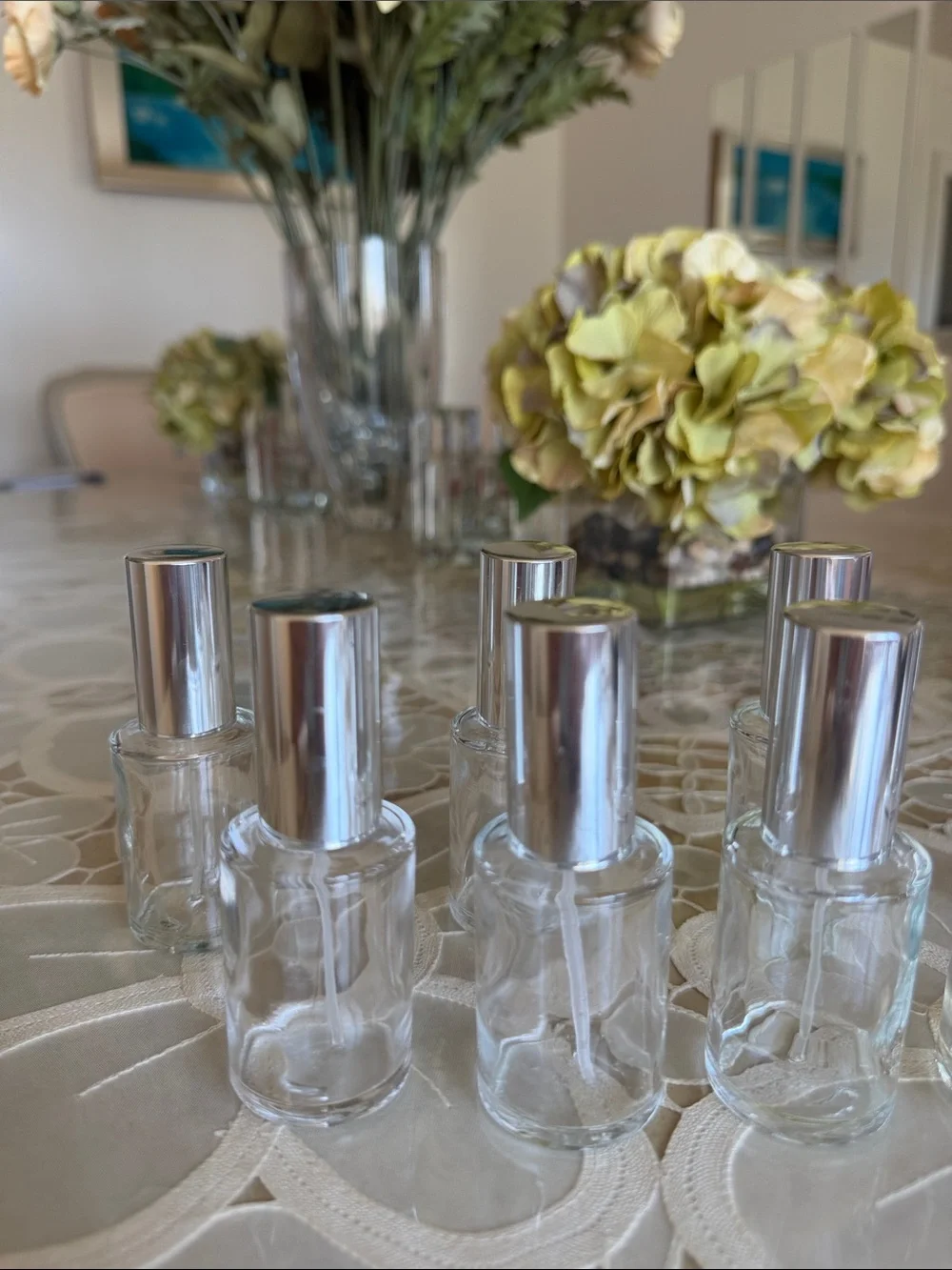 Clear Glass Roller Bottle Set with Silver Caps - Home Accents Decor